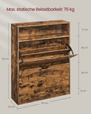 Segenn's Trieste Schoenenkast met 2 Deuren en Open Vak – Vintage Bruin – Praktische Opbergkast