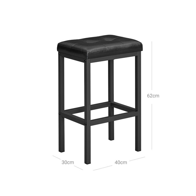 Segenn's Barkruk - Barkruk set van 2 - Barkrukken - 40 x 30 x 62 cm - Industrieel design - Zwart frame