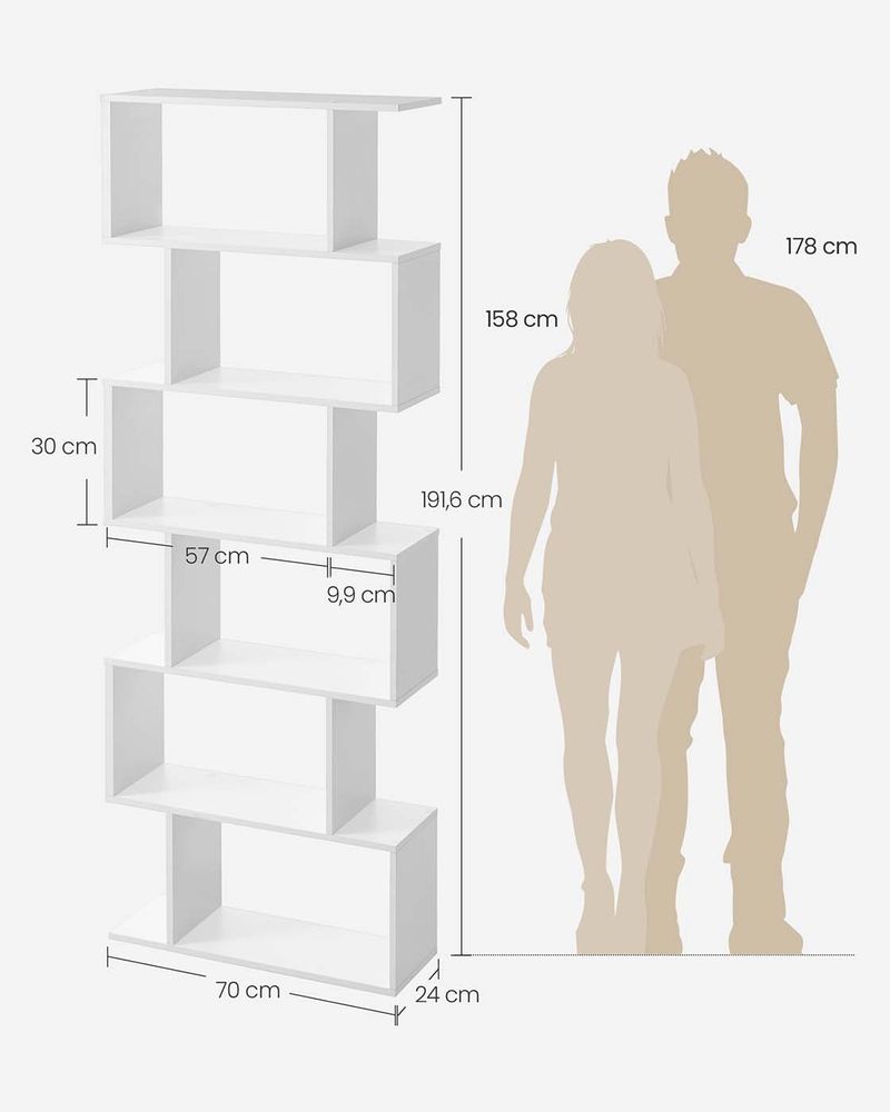 Segenn's Matera Moderne Vrijstaande Boekenkast met Zes Planken-Boekenkast op Zichzelf Staand met 6 Planken