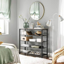 Segenn's Schoenenkast - 5 lagen - Schoenenrek - Schoenenbank - Grijs/Zruin - Industrieel - 100 x 30 x 92.5 cm  (L x B x H)