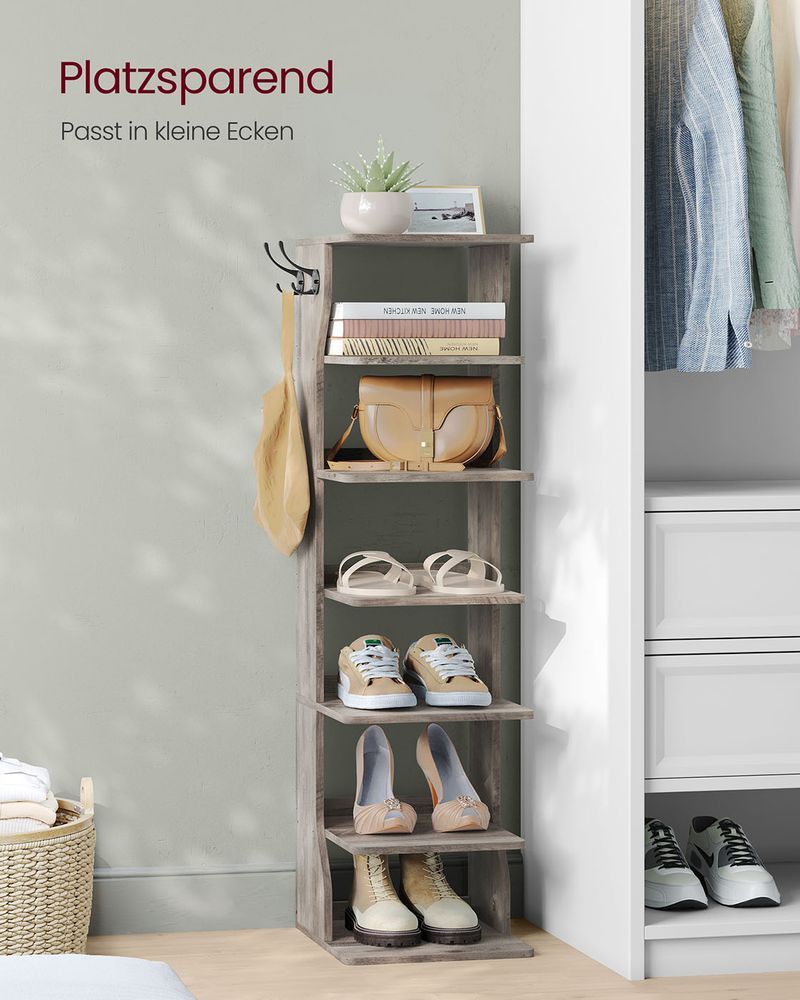 Segenn's Matera Slim Schoenenrek met 7 Lagen – Gemêleerd Greige – Compact Opbergrek voor Schoenen