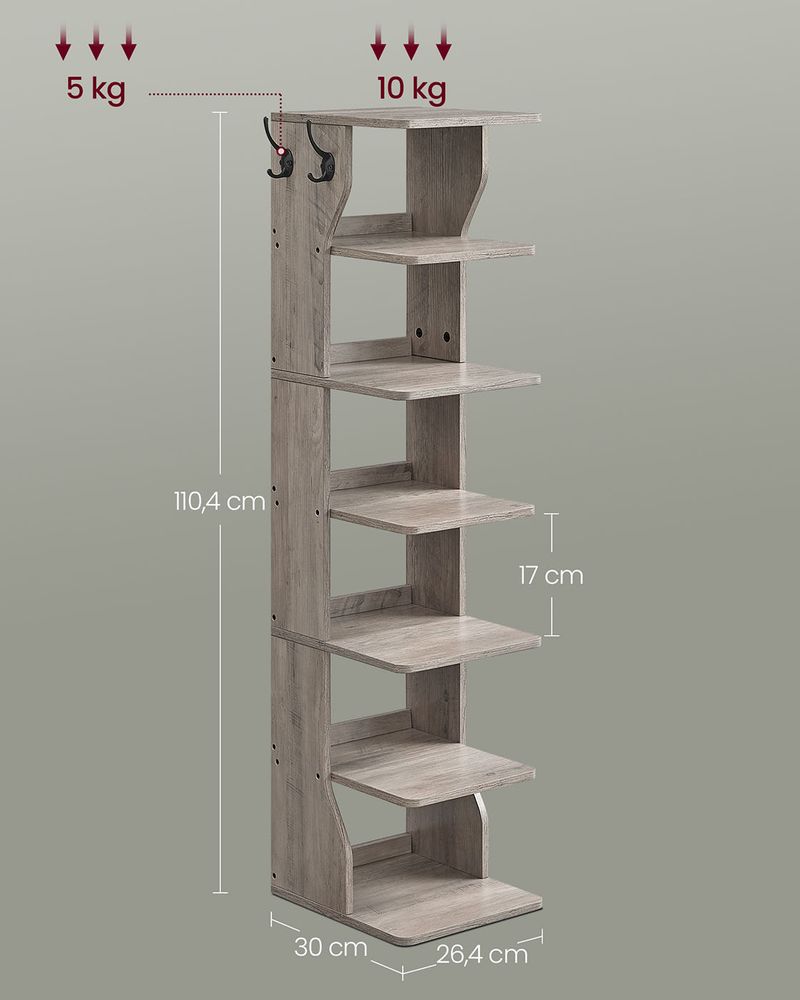 Segenn's Matera Slim Schoenenrek met 7 Lagen – Gemêleerd Greige – Compact Opbergrek voor Schoenen