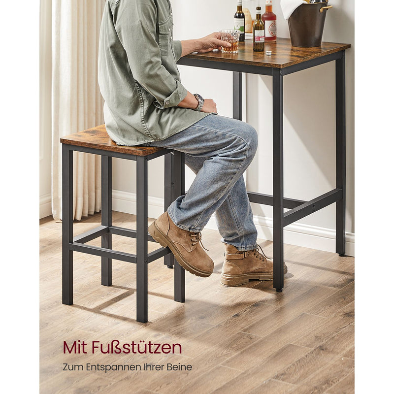 Segenn's Eettafel en stoelen - set bartafel en krukken - kleine keukentafel - voor eetkamer - keuken - industrieel - rustiek bruin en zwart