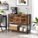 Segenn's Dressoir - Keukenplank -  Kast met 2 Lades en Deuren - Industrieel Design - Vintage Bruin-Zwart - 100 x 35 x 84,5 cm
