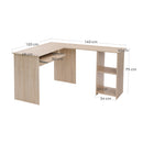 Segenn's L-vormige bureau - Bureau - hoekbureau met 2 planken - eikenkleurig