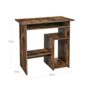 Segenn's Computerbureau met toetsenbordplank en open vakken, plank voor pc-koffer, werkplek, voor kleine ruimtes, eenvoudige montage, 80 x 45 x 74 cm, vintage bruin