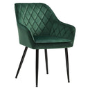 Segenn's Eetkamerstoelen - Fauteuils - set van 2 - Gestoffeerde Stoelen met Armleuningen - Zitbreedte 49 cm - Metalen Poten - Fluwelen Hoes - Belastbaar tot 110 kg voor Studeerkamer - Woonkamer - Slaapkamer - Groen