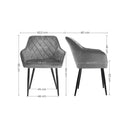 Segenn's Eetkamerstoel - Fauteuil - Gestoffeerde Stoel met Armleuningen - Metalen Poten - Fluwelen Bekleding - Belastbaar tot 110 kg - voor Studeerkamer - Woonkamer - Slaapkamer - Lichtgrijs