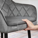 Segenn's eetkamerstoelen- Fluweel - fauteuils - set van 2 - gestoffeerde stoelen met armleuningen - zitbreedte 49 cm - metalen poten - fluwelen hoes - belastbaar tot 110 kg - lichtgrijs