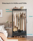 SEGENN Trieste Functioneel kledingrek met 2 lades – Stevig & stijlvol in inktzwart-Praktisch en modern