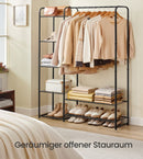 SEGENN Lecce Kledingrek met Opbergrekken – Zwart Metaal – 158 cm hoog-Kledingrek met Planken en Roede