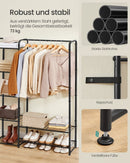 SEGENN Lecce Kledingrek met Opbergrekken – Zwart Metaal – 158 cm hoog-Kledingrek met Planken en Roede