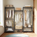 SEGENN Bologna Vrijstaand Garderoberek – Industrieel Metalen Kledingrek met Opbergplanken-Sterke Open Garderobe voor Jassen, Kleding en Schoenen