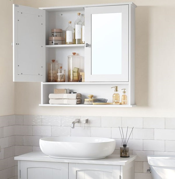 Segenn's Modena Wandgemonteerde Badkamerspiegelkast in Wit – Modern Design met Open Opbergvak voor Gemakkelijke Toegang tot Dagelijkse Badkamerbenodigdheden