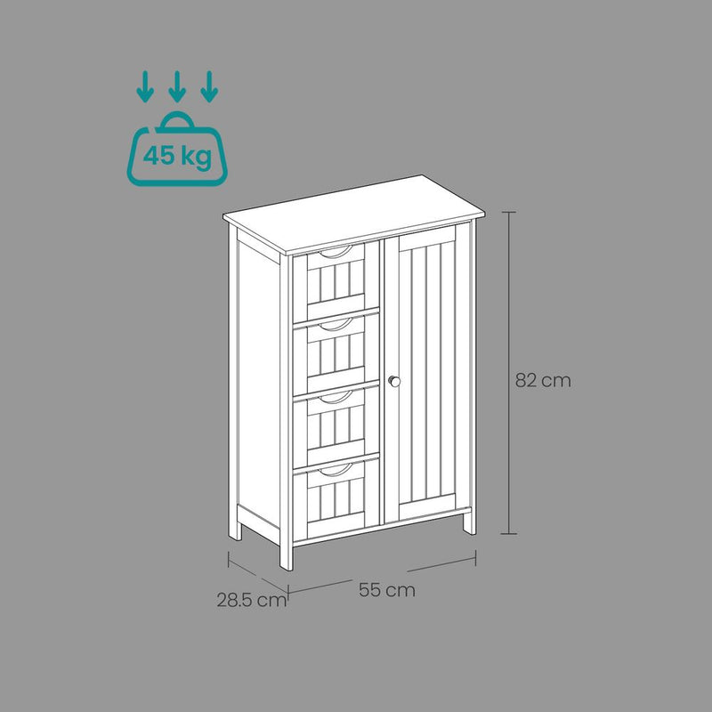 Segenn's Turin Smalle badkamerkast – moderne zijkast met deuren en legplanken-stijlvolle smalle kast met deuren en lades