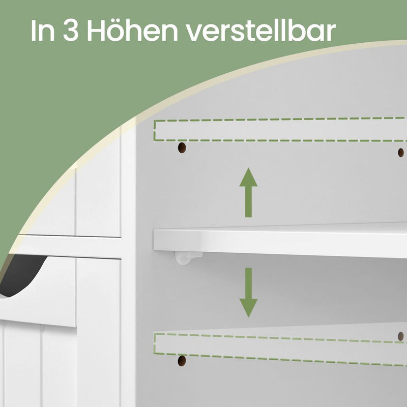 Segenn's Genoa Badkamer opbergkast smal met 4 lades – stijlvolle witte kast (Cloud White) voor extra opbergruimte