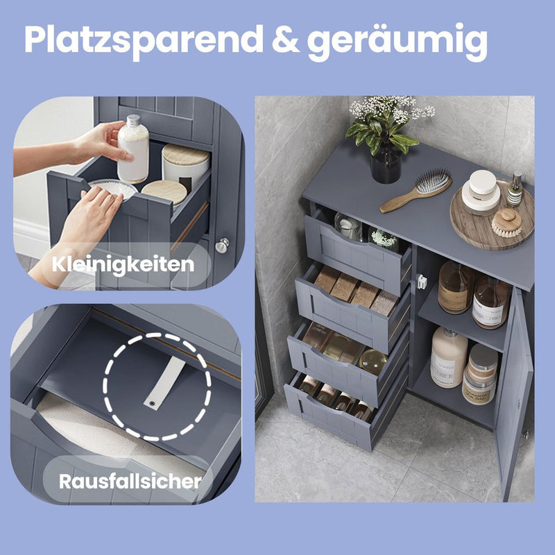 Segenn's Brescia Staande badkamerkast – smalle opbergkast voor kleine badkamers-stijlvolle smalle kast met deuren en lades