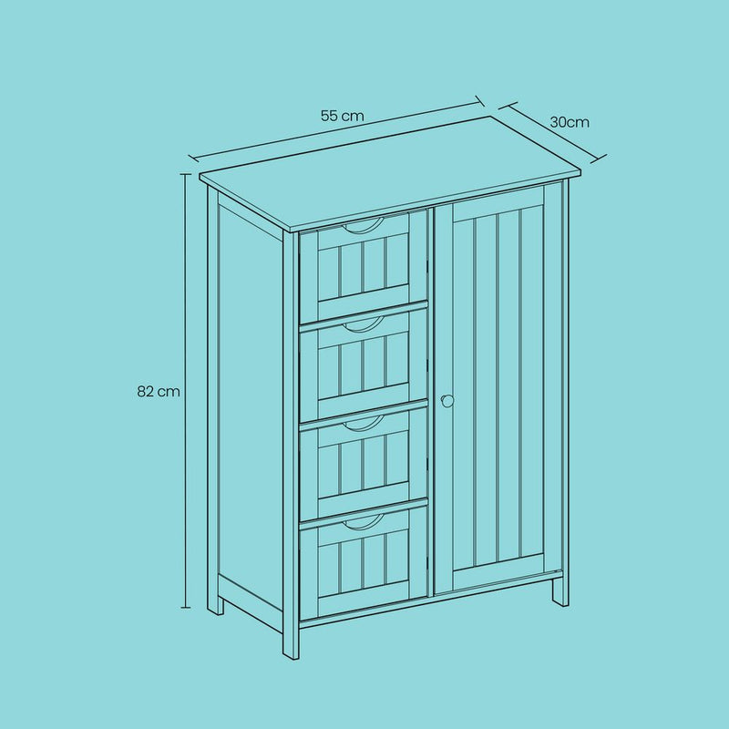 SEGENN Naples Badkamerkast | Smal & Stijlvol | Zijkast-Compacte Zijkast voor Badkamer – Ideaal voor Kleine Ruimtes