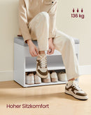 Segenn's Lecce Schoenenbank met Gewatteerd Kussen en 3 Lagen-Comfortabel Kussen – Wolkenwit