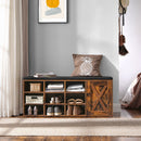 Segenn's Sydney Schoenenkast - Schoenenrek - met 9 open vakken en een kast - 110 x 30 x 48 cm - rustieke deur - vintage bruin