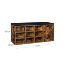 Segenn's Sydney Schoenenkast - Schoenenrek - met 9 open vakken en een kast - 110 x 30 x 48 cm - rustieke deur - vintage bruin