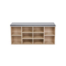 Segenn's Schoenenbank - Schoenenrek - SchoenenKast - Bank - 10 Vakken met Vulling voor de Inkomhal Slaapkamer - 104 x 30 x 48 cm - Houtlook - Naturel Grijs