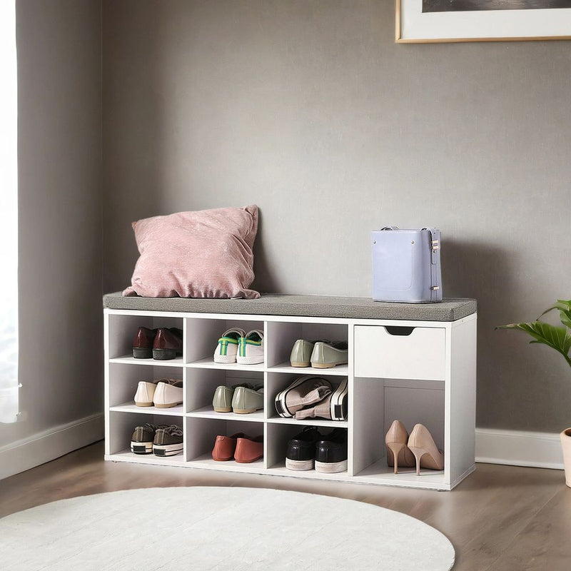 Segenn's Trento Schoenenbank met Open Vakken – Praktische Opbergbank voor de Hal-Moderne Schoenenbank met Open Compartimenten