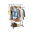 Segenn's kledingrek op wielen - kledingrek - uittrekbare kapstok - belastbaar tot 70 kg, (87-150) x 52 x 166 cm - grijs