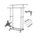 Segenn's kledingrek op wielen - kledingrek - uittrekbare kapstok - belastbaar tot 70 kg, (87-150) x 52 x 166 cm - grijs