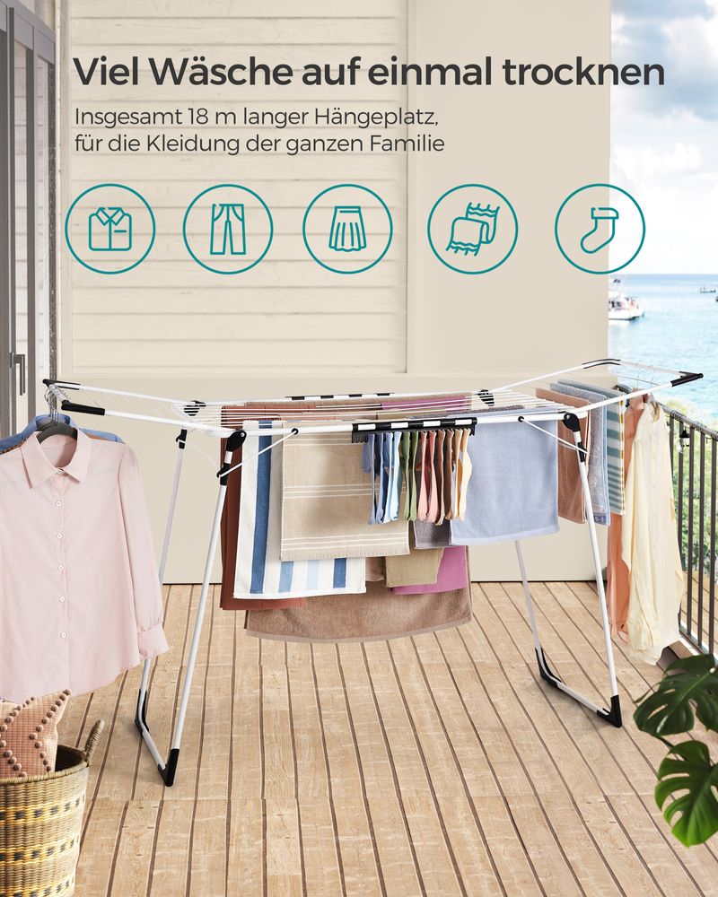 SEGENN Rimini Kledingrek met Extra Sokkenhouder – Praktisch en Ruimtebesparend-Vrijstaand Kledingrek met Sokkenrek-Opbergruimte voor Sokken of Accessoires