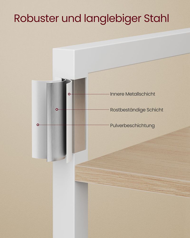 Segenn's Parma Boekenkast 6 Verdiepingen – 30x40x186 cm, Stevige Kast in Beige en Wit