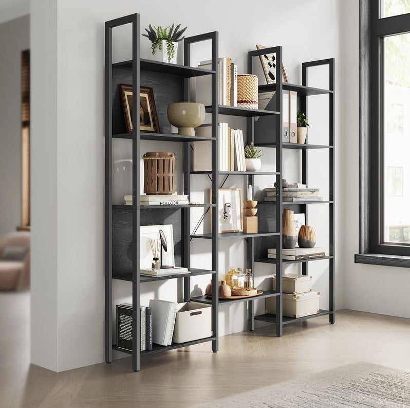 Segenn's Verona Hoge Vrijstaande Boekenkast 14 Lagen – Metaalframe Open Kast voor Woonkamer of Kantoor