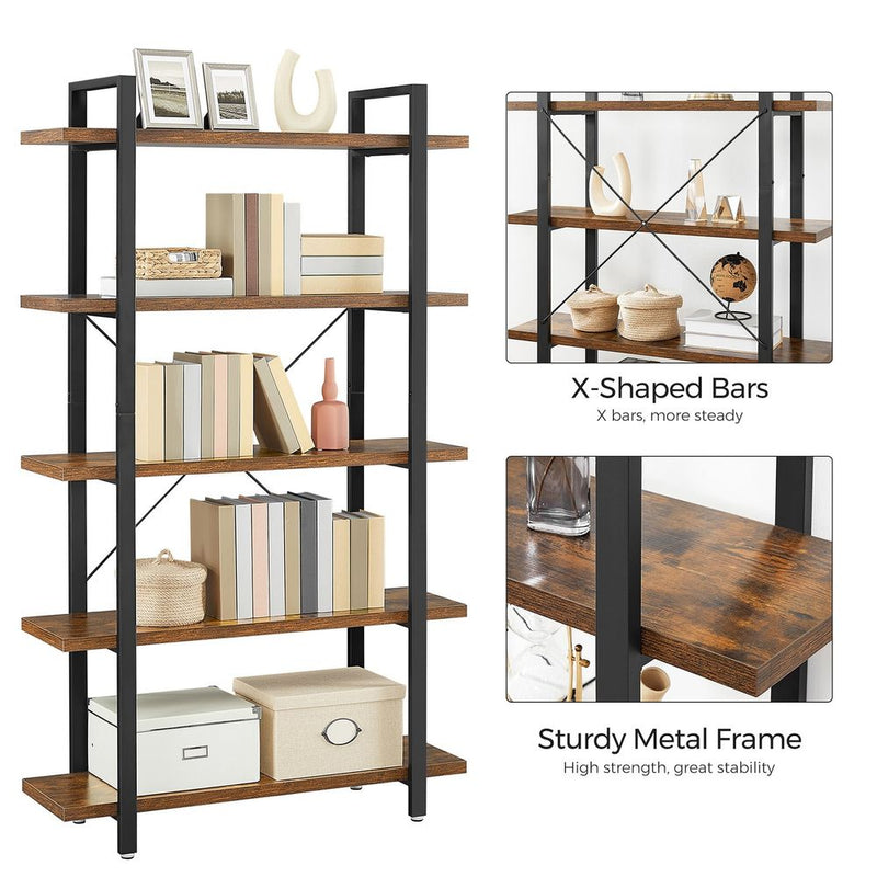 Segenn's Naples Stevig Vrijstaand Opbergrek met 5 Planken-Robuuste Vrijstaande-Industriële Vrijstaande Boekenkast