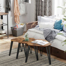 Segenn's Salontafel Set van 3 - Hout  - Vintage - Bruin - MDF - Industrieel - Bijzettafel - Tafel Rond - Woonkamer Tafel - Decoratie Tafel - Salon Tafel - Wandtafel - Koffietafel - Zwart Metalen Frame