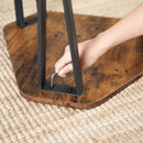 Segenn's Salontafel Set van 3 - Hout  - Vintage - Bruin - MDF - Industrieel - Bijzettafel - Tafel Rond - Woonkamer Tafel - Decoratie Tafel - Salon Tafel - Wandtafel - Koffietafel - Zwart Metalen Frame