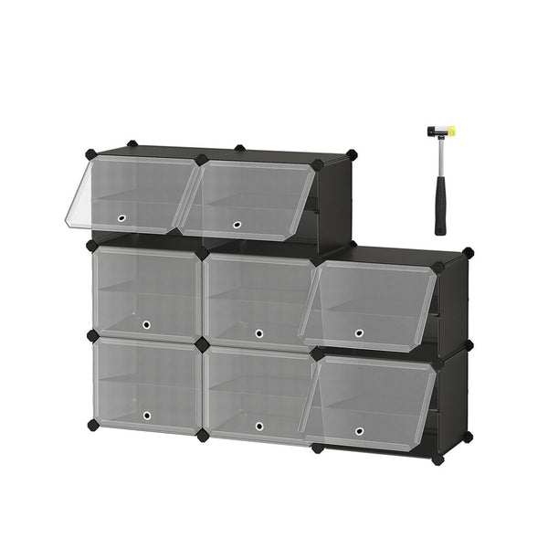Segenn's Ravenna Ruim Schoenenrek 8 Compartimenten –Schoenen Organizer 8 Vakken – Multifunctioneel Schoenenrek Zwart