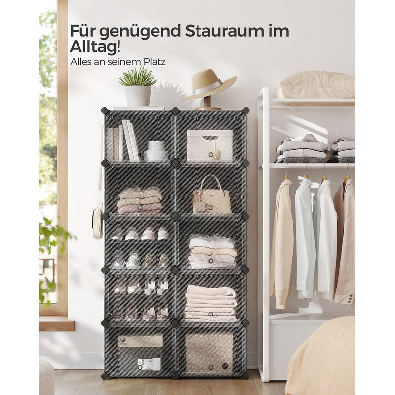 Segenn's Verona Schoenenrek met 10 Vakken – Zwart – Ruime Schoenenkast met Open Compartimenten