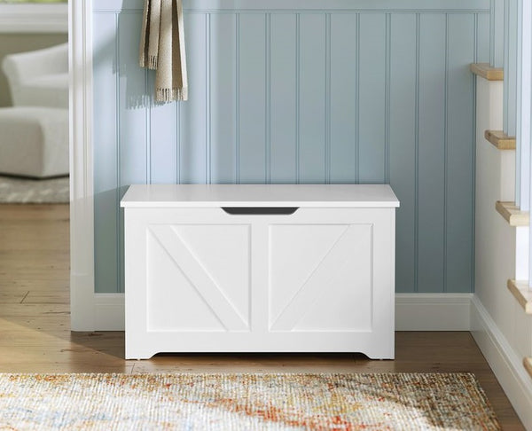 Segenn's Forli Opbergbank in Schuurstijl – Wit – Bankje met Ruimte voor Schoenen of Accessoires