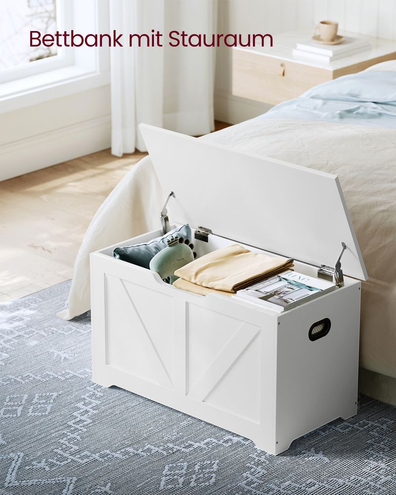 Segenn's Forli Opbergbank in Schuurstijl – Wit – Bankje met Ruimte voor Schoenen of Accessoires