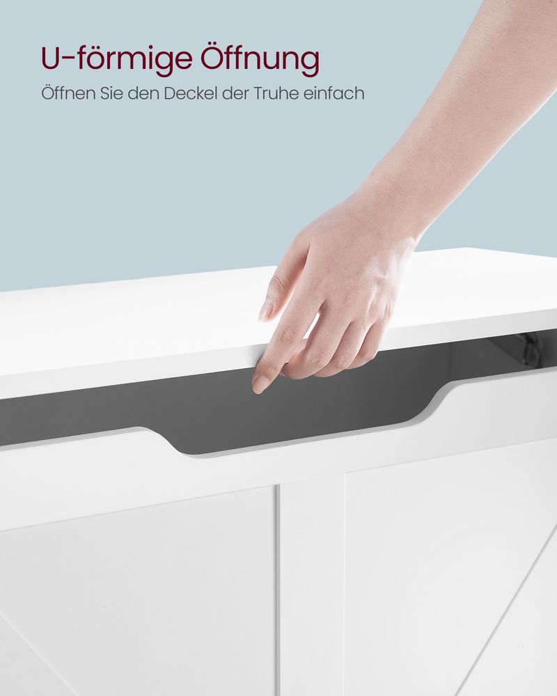 Segenn's Forli Opbergbank in Schuurstijl – Wit – Bankje met Ruimte voor Schoenen of Accessoires