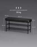 Segenn's Turin EKHO Collection Schoenenbank met Stiksel – 30×100×50 cm – Inktzwart – Moderne Halbank