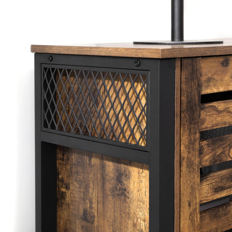Segenn's Dressoir met 2 deuren - verstelbare planken - voor eetkamer - woonkamer - keuken - 110 x 33 x 75 cm - industrieel design - Vintage Bruinzwart
