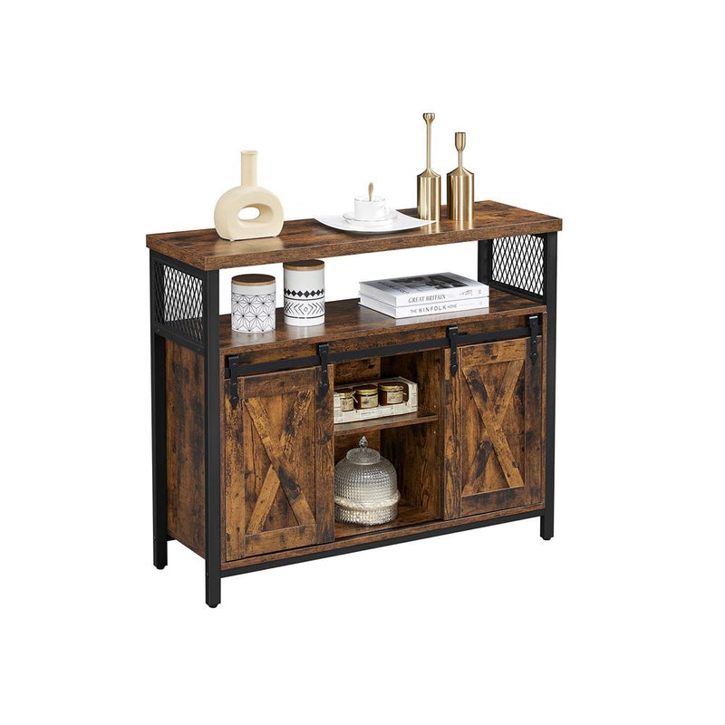 SEGENN Naples Dressoir met schuifdeuren – 2-deurs opbergkast voor woonkamer-Houten dressoir met 2 schuifdeuren – industrieel design