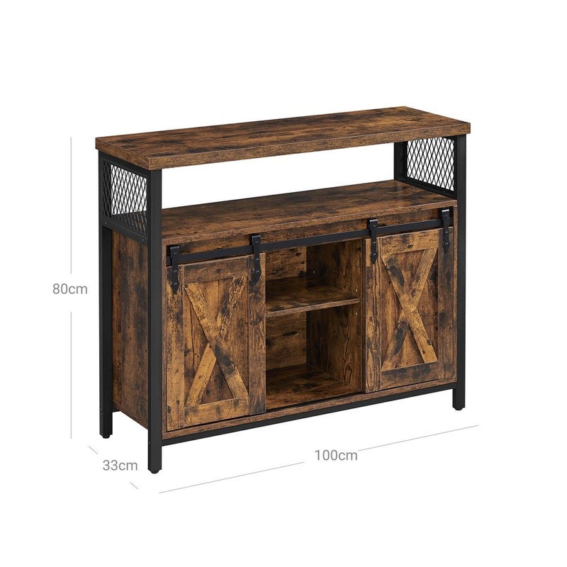 SEGENN Naples Dressoir met schuifdeuren – 2-deurs opbergkast voor woonkamer-Houten dressoir met 2 schuifdeuren – industrieel design