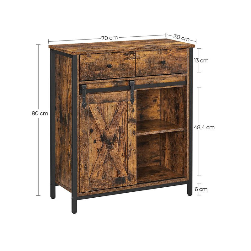 SEGENN Turin Industriële Side Cabinet met Lade – Voor Hal, Slaapkamer of Woonkamer-Opbergkast met Lade – Industrieel en Stijlvol-Stoer en Functioneel