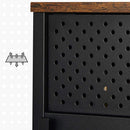 Segenn Maison Nachtkastje Zijkastdeur met magneet Verstelbare planken Slaapkamer Woonkamer Stalen frame Industriële stijl Vintage Bruin