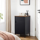 Segenn Maison Nachtkastje Zijkastdeur met magneet Verstelbare planken Slaapkamer Woonkamer Stalen frame Industriële stijl Vintage Bruin