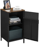 Segenn Maison Nachtkastje Zijkastdeur met magneet Verstelbare planken Slaapkamer Woonkamer Stalen frame Industriële stijl Vintage Bruin