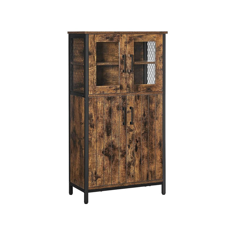 SEGENN Milan Modern Dressoir met Glazen Deuren-Landelijk Dressoir-Dressoir met Vitrinedeuren-Buffetkast met Glazen Deuren