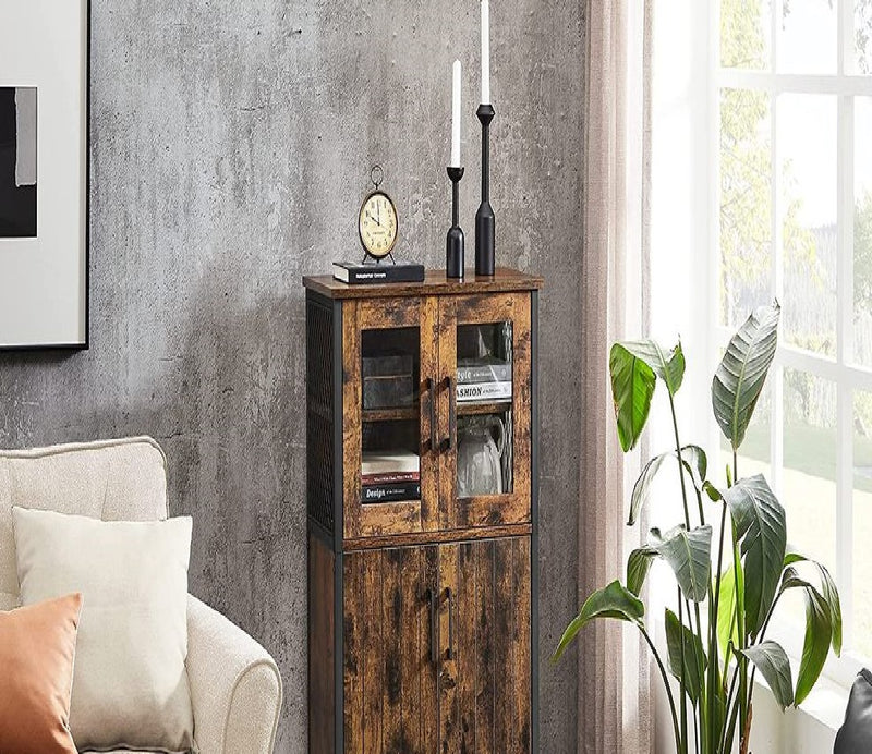SEGENN Milan Modern Dressoir met Glazen Deuren-Landelijk Dressoir-Dressoir met Vitrinedeuren-Buffetkast met Glazen Deuren
